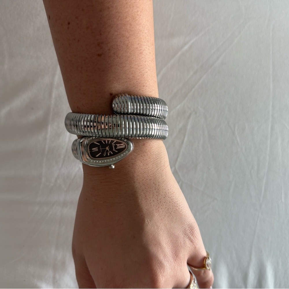 Silver Coiled Bracelet Watch